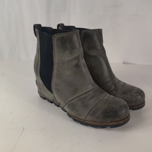 Sorel lea wedge joan of arctic wedge chelsea peat moss grey 7.5